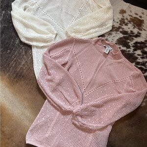 White House Black Market Pink and Cream Blouses